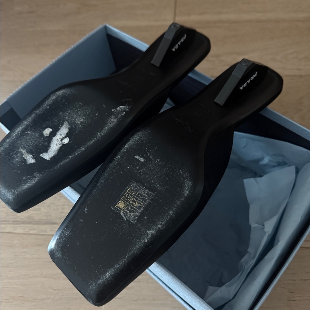 Prada Black Satin Square-Toe Mules - Picture 3 of 4